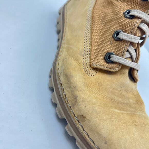 Timberland Wheat Nubuck Canvas Fold Over Lace Up Work Boots Women's Size 6.5 - Picture 12 of 14